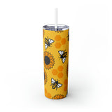 Bees Personalized Skinny Steel Tumbler with Straw, 20oz Bees Personalized Skinny Steel Tumbler with Straw, 20oz