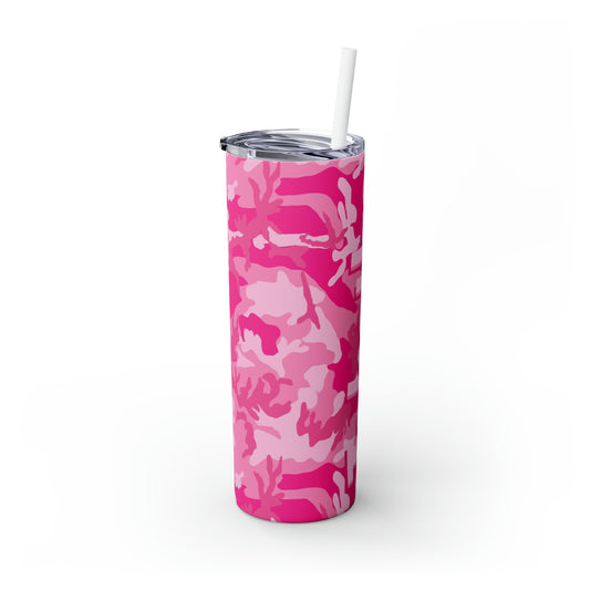 Pink Camo Personalized Skinny Steel Tumbler with Straw, 20oz