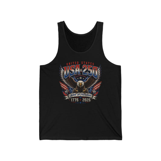 Eagle Wings Born Freedom USA 250 Anniversary Patriotic Basic Tank Top - Unisex - Unisex