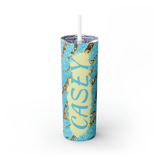 Zebra Personalized Skinny Steel Tumbler with Straw, 20oz
