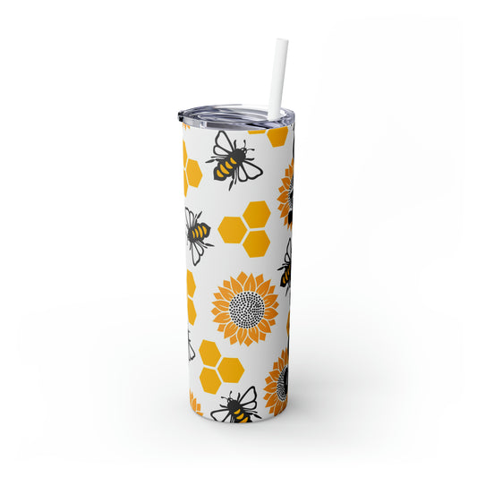 Bees Personalized Skinny Steel Tumbler with Straw, 20oz
