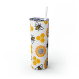 Bees Personalized Skinny Steel Tumbler with Straw, 20oz Bees Personalized Skinny Steel Tumbler with Straw, 20oz