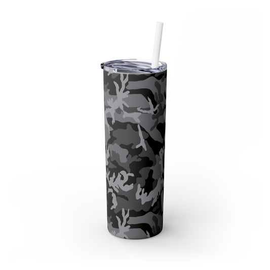 Gray Camo Personalized Skinny Steel Tumbler with Straw, 20oz