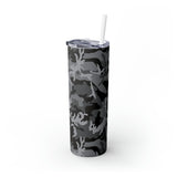 Gray Camo Personalized Skinny Steel Tumbler with Straw, 20oz Gray Camo Personalized Skinny Steel Tumbler with Straw, 20oz