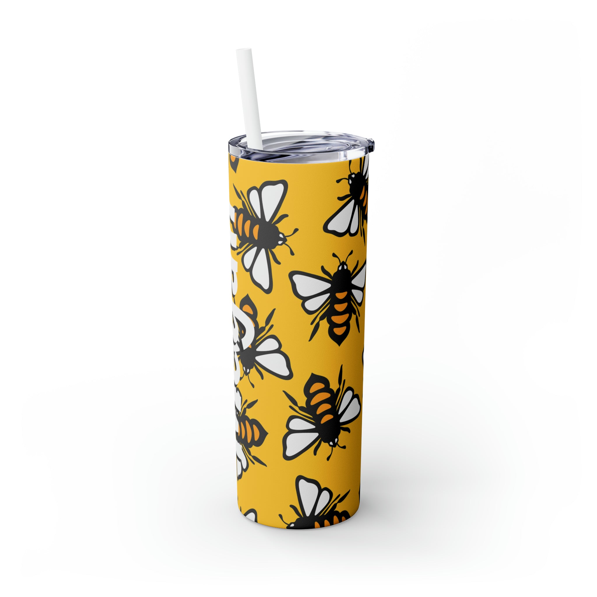 Bees Personalized Skinny Steel Tumbler with Straw, 20oz Bees Personalized Skinny Steel Tumbler with Straw, 20oz