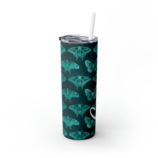 Butterflies Personalized Skinny Steel Tumbler with Straw, 20oz