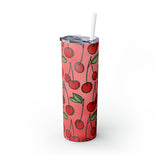Cherries Personalized Skinny Steel Tumbler with Straw, 20oz Cherries Personalized Skinny Steel Tumbler with Straw, 20oz