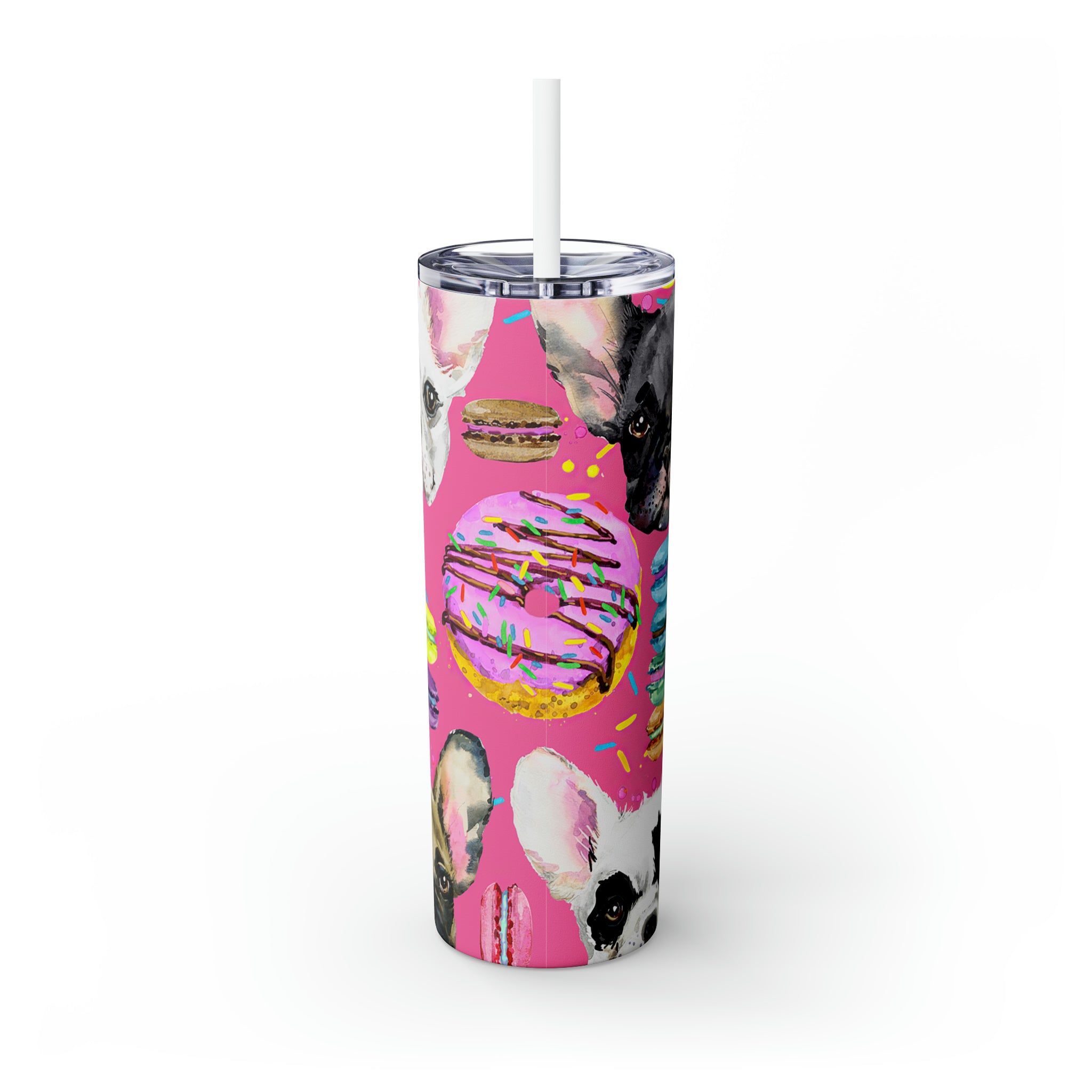 Dog Pattern Skinny Steel Tumbler with Straw, 20oz Dog Pattern Skinny Steel Tumbler with Straw, 20oz