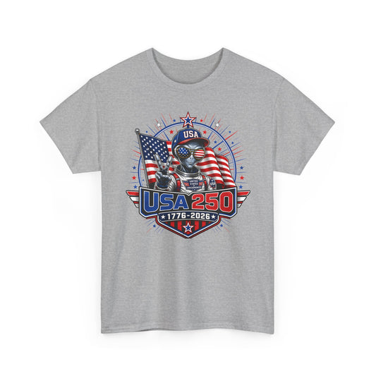 Alien Astronaut USA 250 1776 2026 Patriotic Sci Fi Basic T-Shirt - Unisex