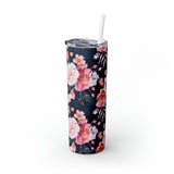Pink Roses Skinny Steel Tumbler with Straw, 20oz Pink Roses Skinny Steel Tumbler with Straw, 20oz