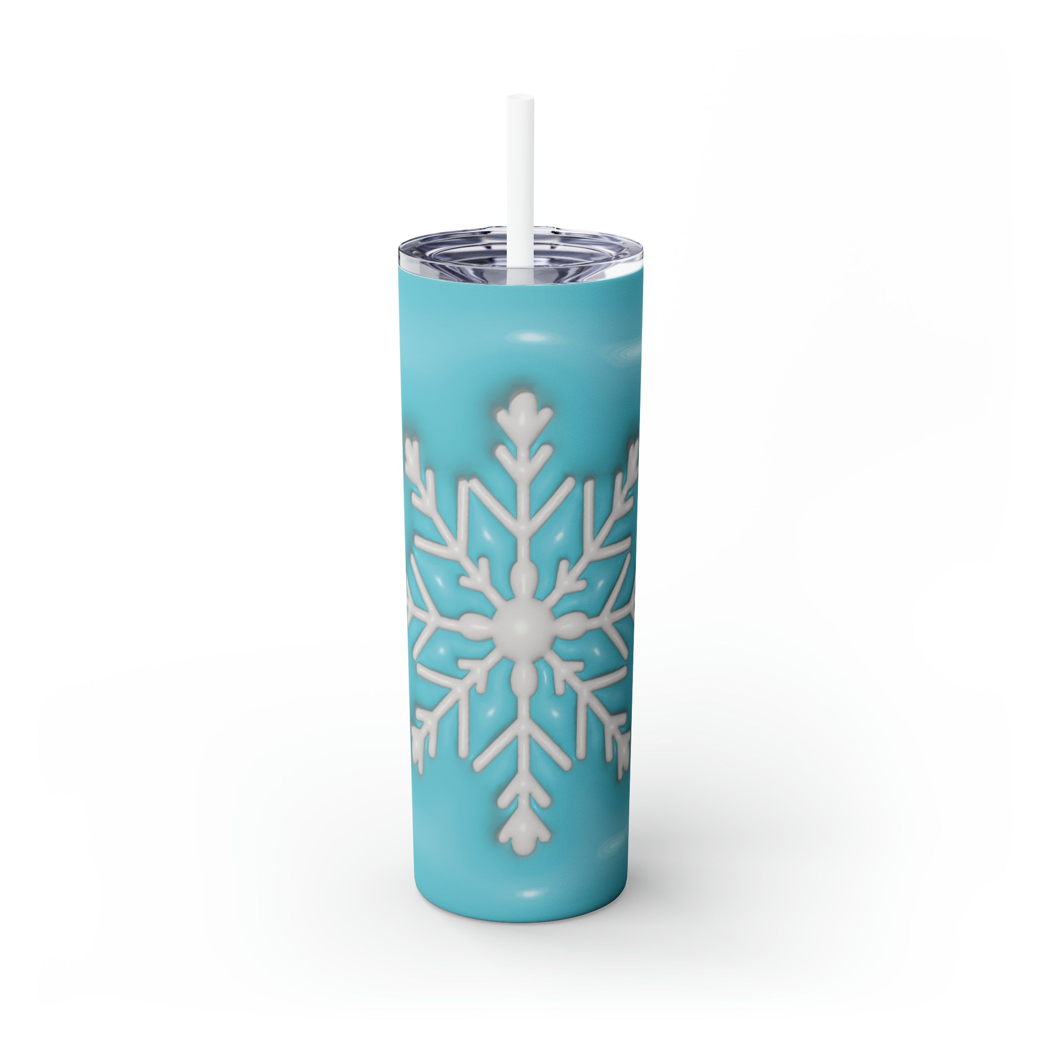 Snowflakes 3 Skinny Steel Tumbler with Straw, 20oz Snowflakes 3 Skinny Steel Tumbler with Straw, 20oz