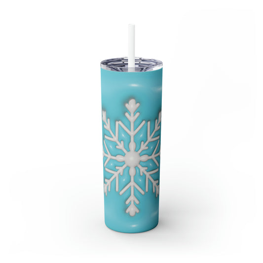 Snowflakes 3 Skinny Steel Tumbler with Straw, 20oz
