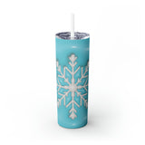 Snowflakes 3 Skinny Steel Tumbler with Straw, 20oz Snowflakes 3 Skinny Steel Tumbler with Straw, 20oz