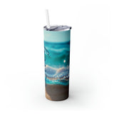 Beach Personalized Skinny Steel Tumbler with Straw, 20oz Beach Personalized Skinny Steel Tumbler with Straw, 20oz
