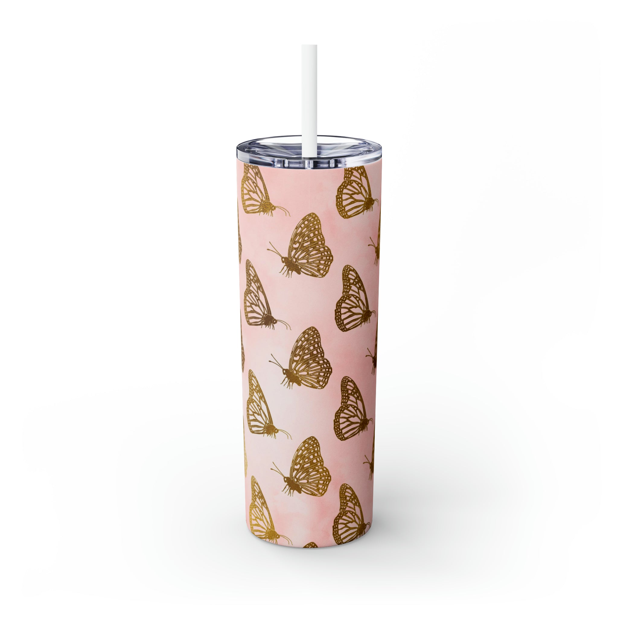 Butterflies Personalized Skinny Steel Tumbler with Straw, 20oz Butterflies Personalized Skinny Steel Tumbler with Straw, 20oz