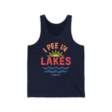 Basic Tank Top - Unisex - I Pee In Lakes Retro Beach Color Basic Tank Top - Unisex - I Pee In Lakes Retro Beach Color