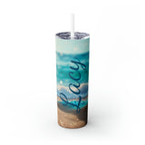 Beach Personalized Skinny Steel Tumbler with Straw, 20oz Beach Personalized Skinny Steel Tumbler with Straw, 20oz