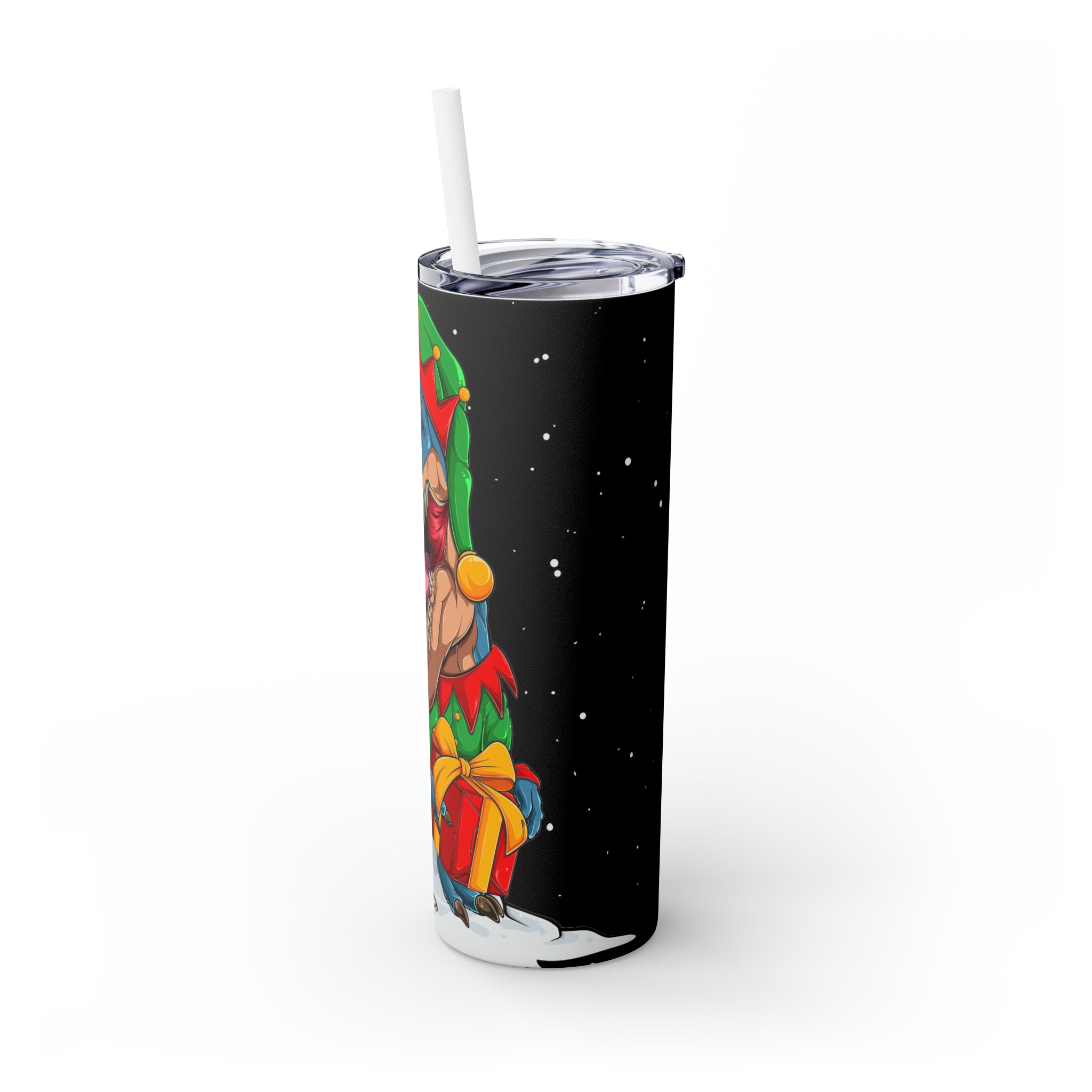 T-Rex Christmas Skinny Steel Tumbler with Straw, 20oz T-Rex Christmas Skinny Steel Tumbler with Straw, 20oz