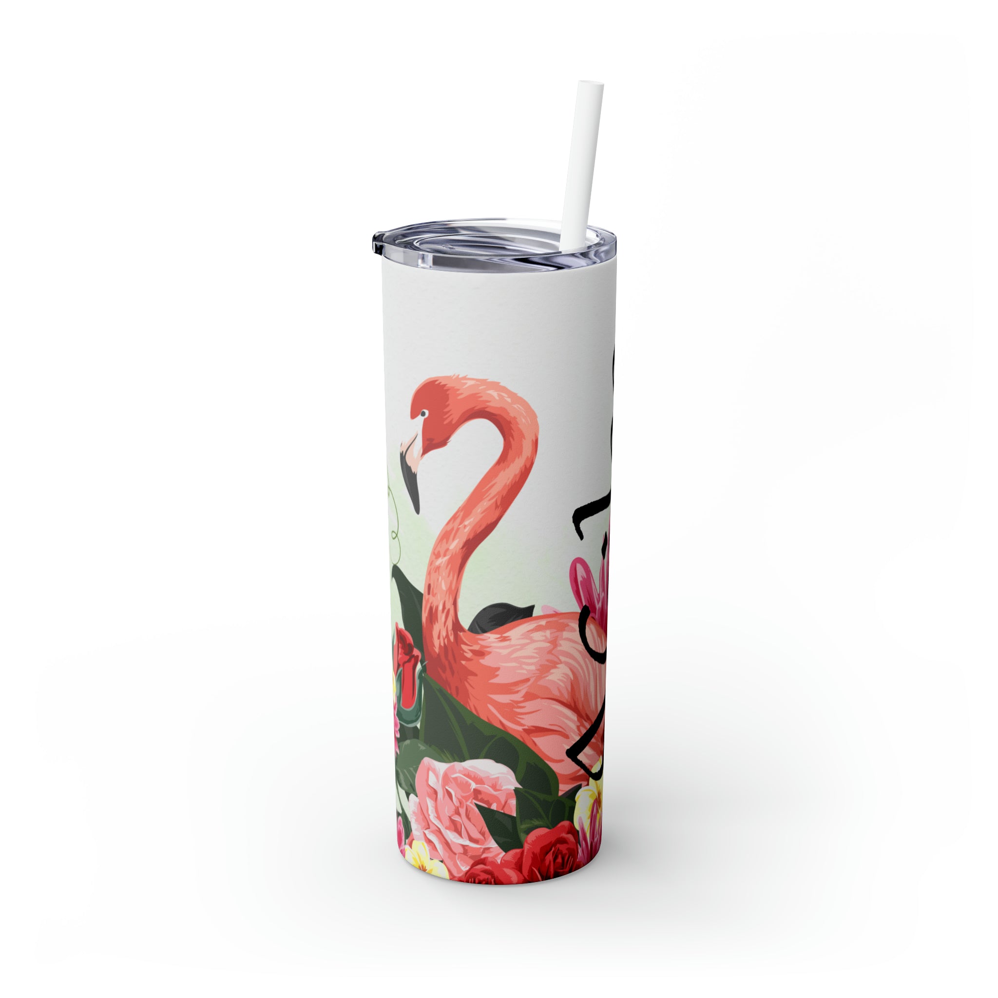 Flamingo Personalized Skinny Steel Tumbler with Straw, 20oz Flamingo Personalized Skinny Steel Tumbler with Straw, 20oz