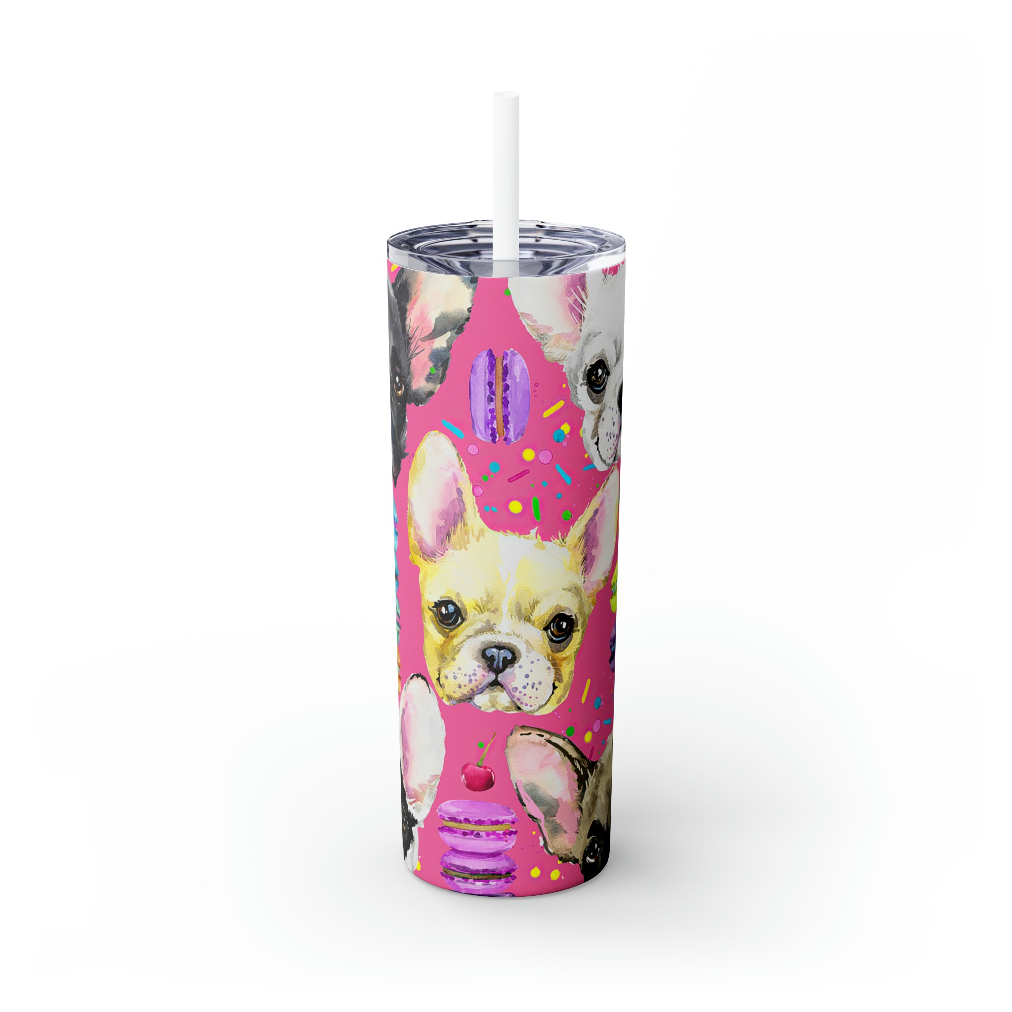 Dog Pattern Skinny Steel Tumbler with Straw, 20oz Dog Pattern Skinny Steel Tumbler with Straw, 20oz