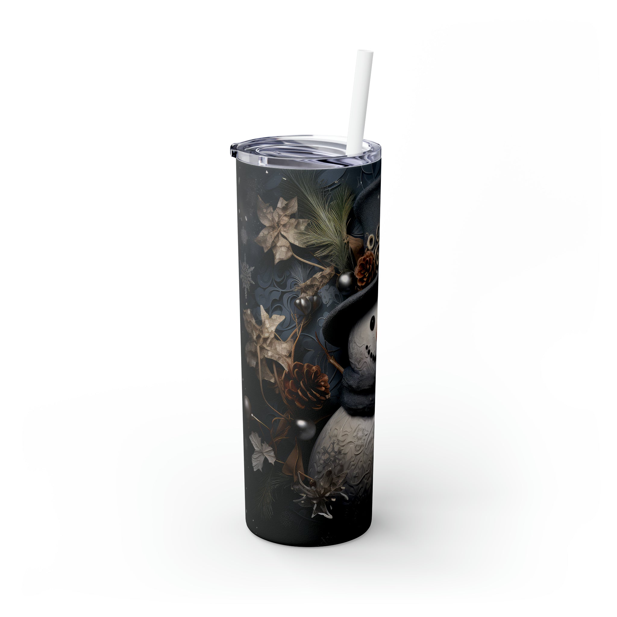 3D Snowman Skinny Steel Tumbler with Straw, 20oz 3D Snowman Skinny Steel Tumbler with Straw, 20oz