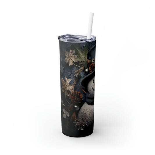 3D Snowman Skinny Steel Tumbler with Straw, 20oz