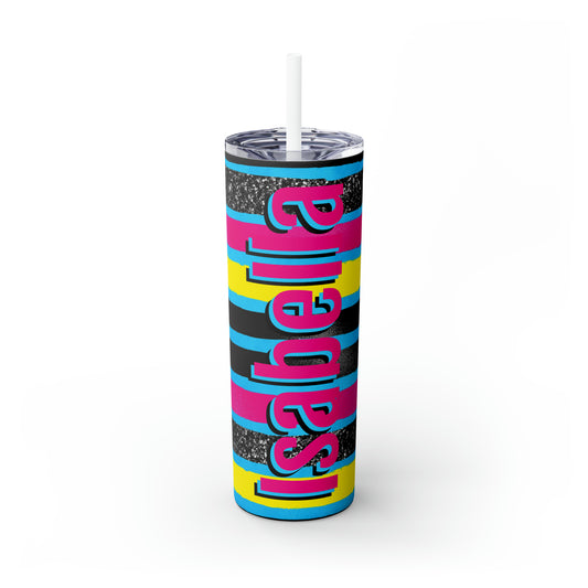 90's Personalized Skinny Steel Tumbler with Straw, 20oz