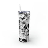 Skull Floral Skinny Steel Tumbler with Straw, 20oz Skull Floral Skinny Steel Tumbler with Straw, 20oz