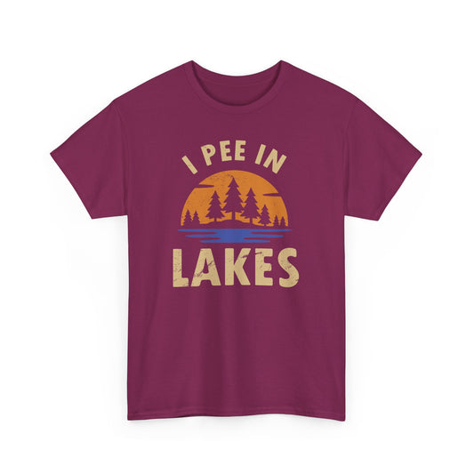 Basic T-Shirt - Unisex - I Pee In Lakes Retro Sun