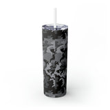 Gray Camo Personalized Skinny Steel Tumbler with Straw, 20oz Gray Camo Personalized Skinny Steel Tumbler with Straw, 20oz