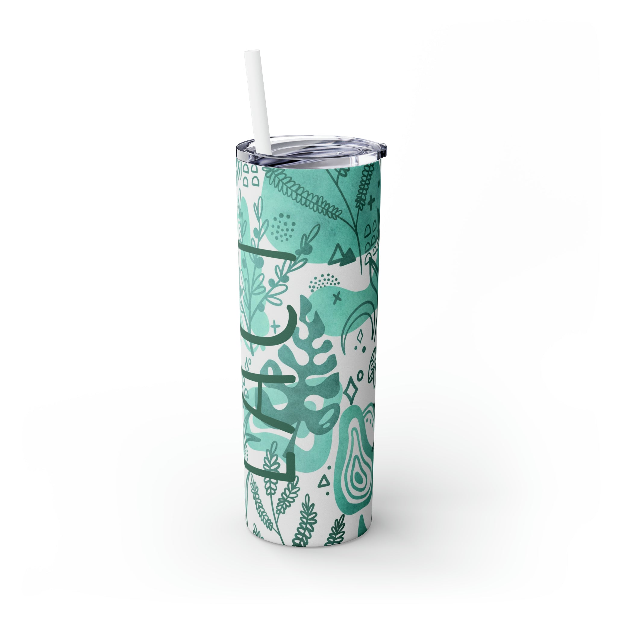 Tropical Personalized Skinny Steel Tumbler with Straw, 20oz Tropical Personalized Skinny Steel Tumbler with Straw, 20oz