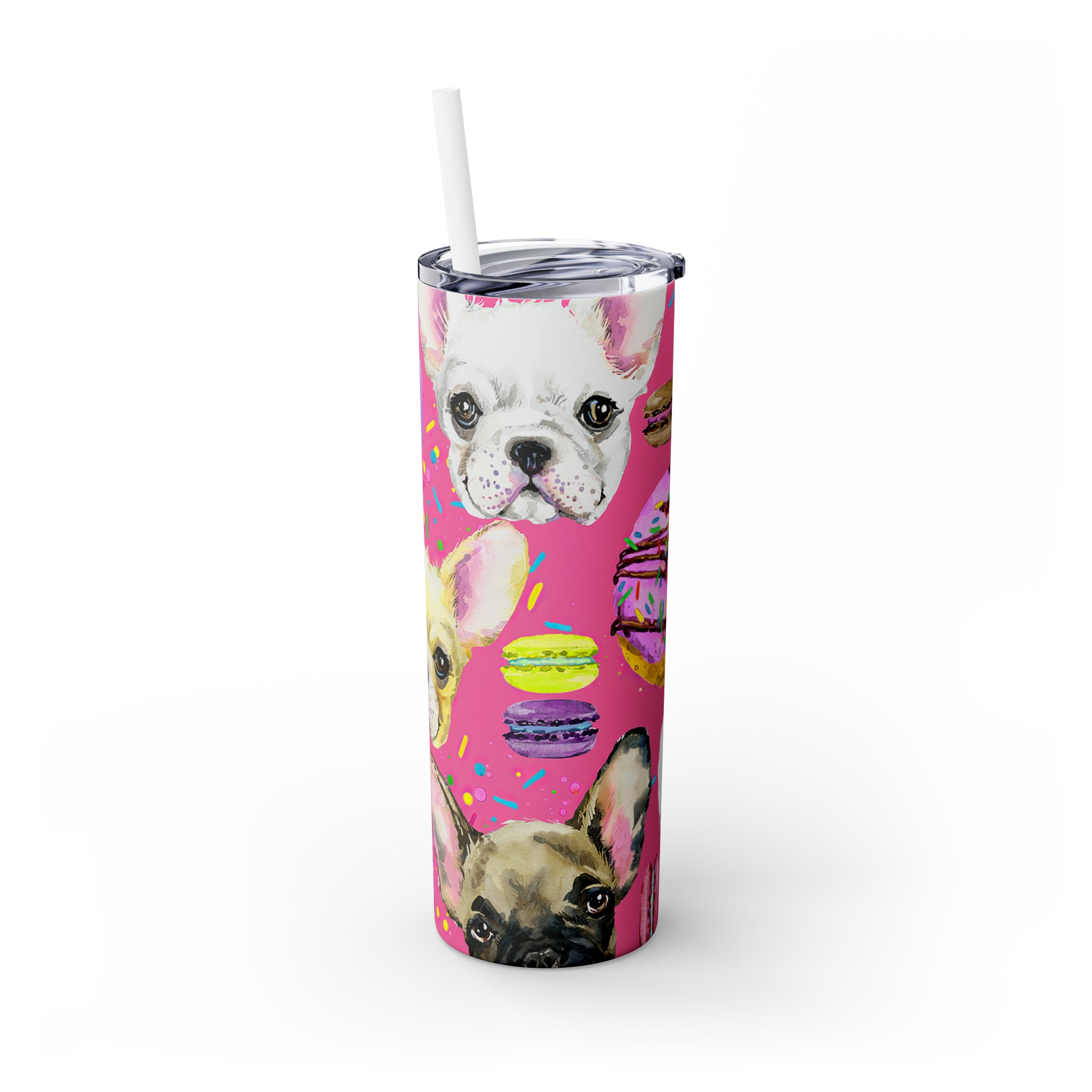 Dog Pattern Skinny Steel Tumbler with Straw, 20oz Dog Pattern Skinny Steel Tumbler with Straw, 20oz