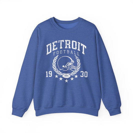 Detroit Football 1930 White Crewneck Sweatshirt - Unisex