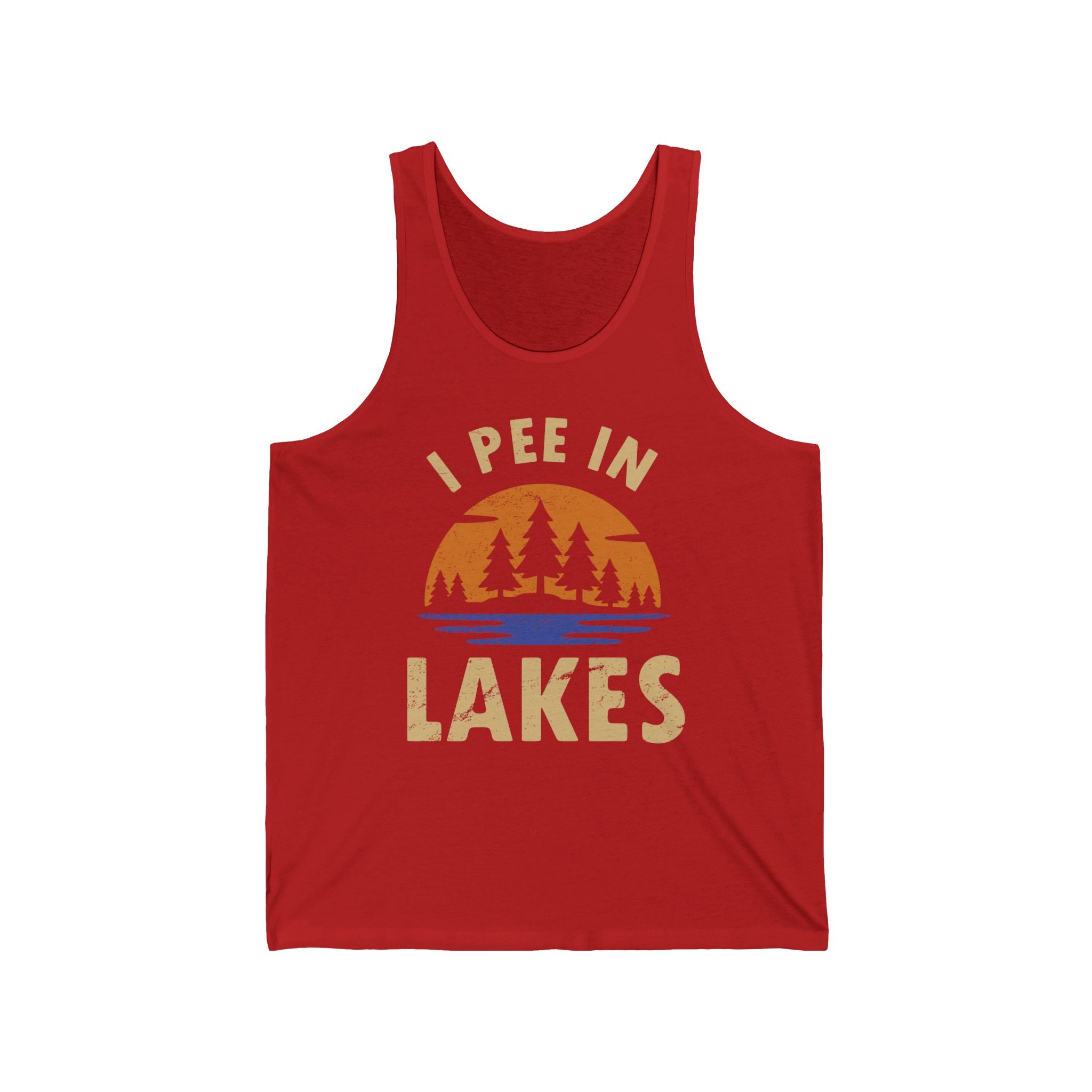 Basic Tank Top - Unisex - I Pee In Lakes Retro Sun Basic Tank Top - Unisex - I Pee In Lakes Retro Sun