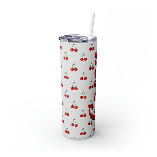 Cherries Personalized Skinny Steel Tumbler with Straw, 20oz