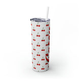 Cherries Personalized Skinny Steel Tumbler with Straw, 20oz Cherries Personalized Skinny Steel Tumbler with Straw, 20oz