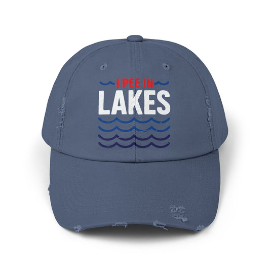 Distressed Cap - I Pee In Lakes Red White & Blue
