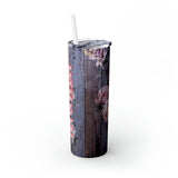Floral Personalized Skinny Steel Tumbler with Straw, 20oz Floral Personalized Skinny Steel Tumbler with Straw, 20oz
