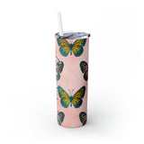Butterflies Personalized Skinny Steel Tumbler with Straw, 20oz Butterflies Personalized Skinny Steel Tumbler with Straw, 20oz
