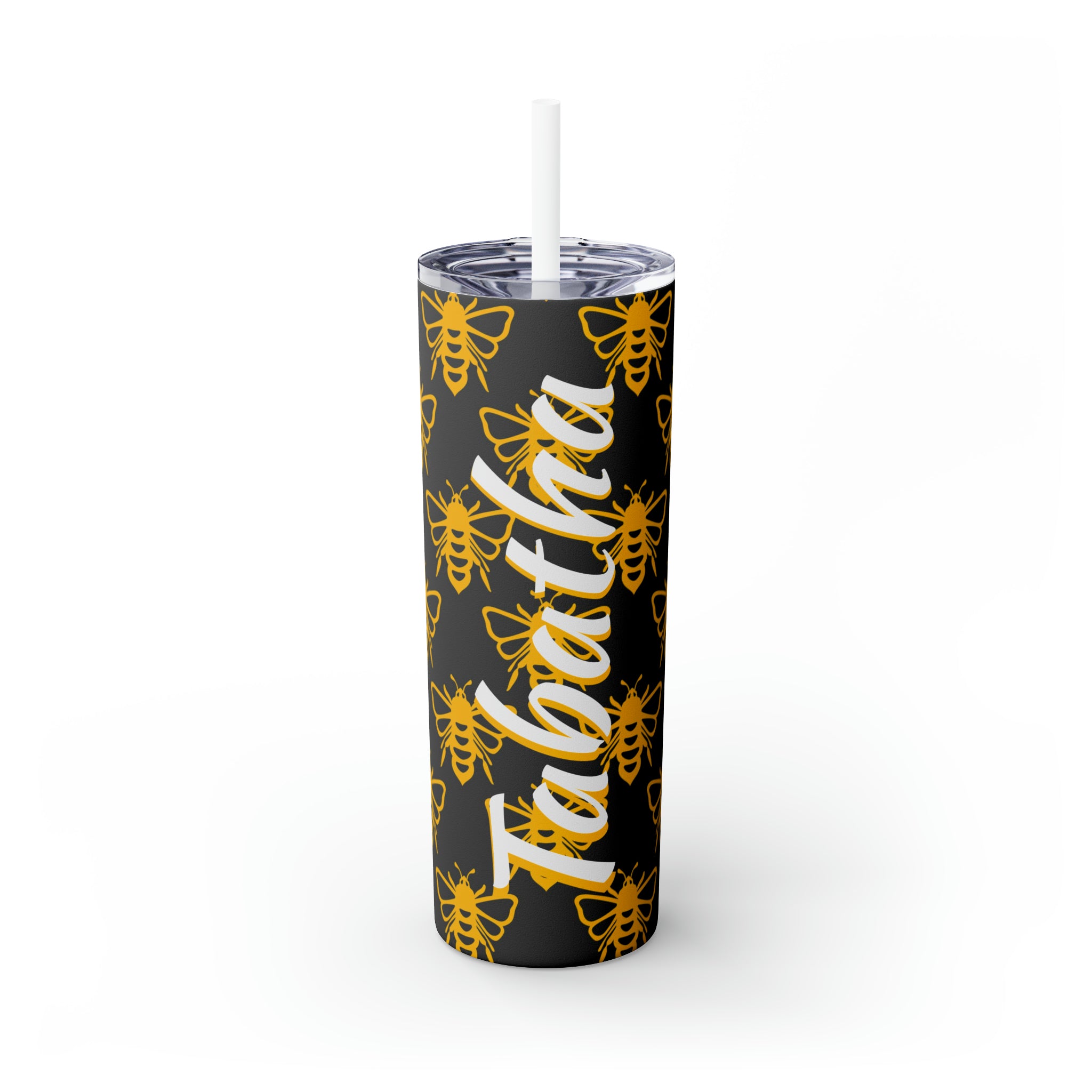 Bees Personalized Skinny Steel Tumbler with Straw, 20oz Bees Personalized Skinny Steel Tumbler with Straw, 20oz