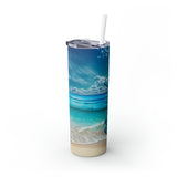Beach Personalized Skinny Steel Tumbler with Straw, 20oz Beach Personalized Skinny Steel Tumbler with Straw, 20oz