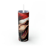 3D Christmas T-Rex Skinny Steel Tumbler with Straw, 20oz 3D Christmas T-Rex Skinny Steel Tumbler with Straw, 20oz
