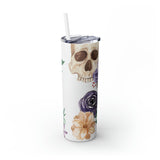 Skulls Floral Skinny Steel Tumbler with Straw, 20oz Skulls Floral Skinny Steel Tumbler with Straw, 20oz