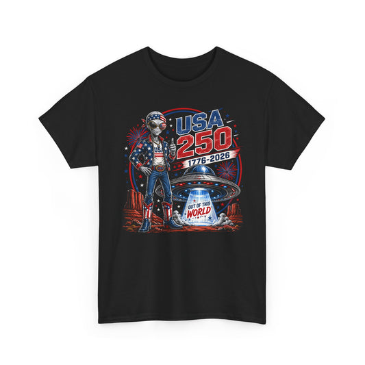 Alien Cowboy USA 250 1776 2026 Western Patriotic Basic T-Shirt - Unisex