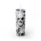 Skull Floral Skinny Steel Tumbler with Straw, 20oz Skull Floral Skinny Steel Tumbler with Straw, 20oz