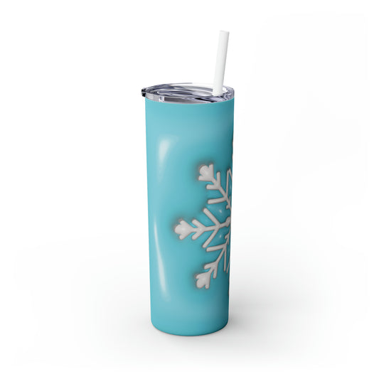 Snowflakes 3 Skinny Steel Tumbler with Straw, 20oz