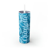Blue Camo Personalized Skinny Steel Tumbler with Straw, 20oz Blue Camo Personalized Skinny Steel Tumbler with Straw, 20oz