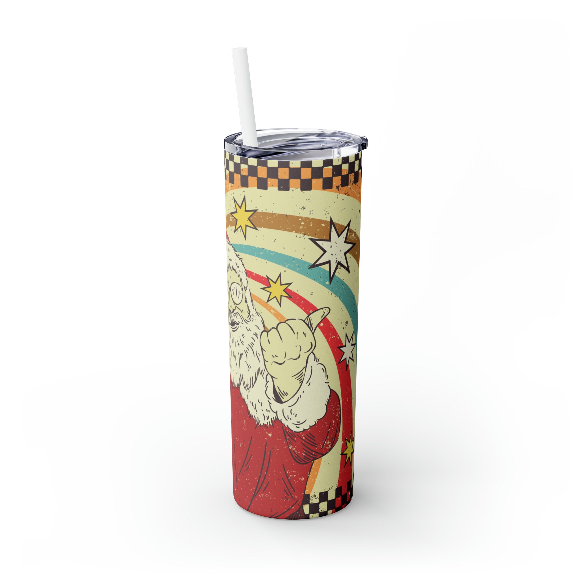 Retro Christmas Straight Skinny Steel Tumbler with Straw, 20oz Retro Christmas Straight Skinny Steel Tumbler with Straw, 20oz