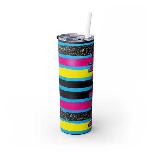 90's Personalized Skinny Steel Tumbler with Straw, 20oz
