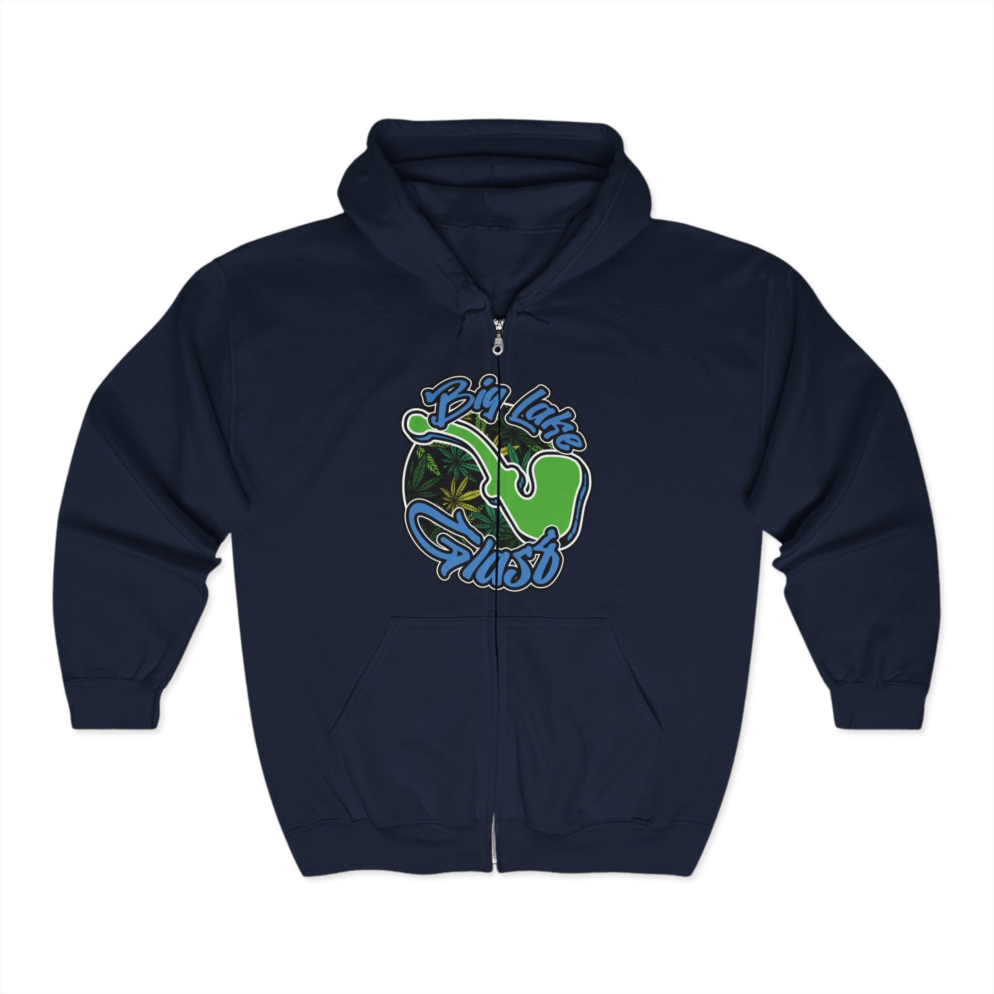 Full Zip Hoodie - Unisex - Big Lake Glass Pipe Full Zip Hoodie - Unisex - Big Lake Glass Pipe